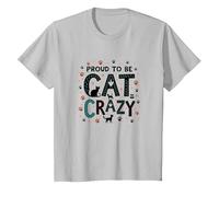Fier d'être Fou de Chat : Art typographique félin Amoureux T-Shirt, Enfant, Argent, 12 Ans