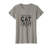 Fier d'être Fou de Chat : Art typographique félin Amoureux T-Shirt, Femme, Ardoise, XS