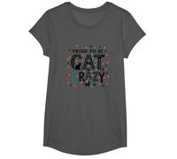 Fier d'être Fou de Chat : Art typographique félin Amoureux T-Shirt, Fille, Asphalte, M