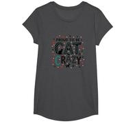 Fier d'être Fou de Chat : Art typographique félin Amoureux T-Shirt, Fille, Chiné Foncé, L