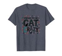 Fier d'être Fou de Chat : Art typographique félin Amoureux T-Shirt, Homme, Bleu Chiné, L