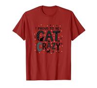 Fier d'être Fou de Chat : Art typographique félin Amoureux T-Shirt, Homme, Canneberge, L