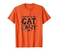 Fier d'être Fou de Chat : Art typographique félin Amoureux T-Shirt, Homme, Orange, M