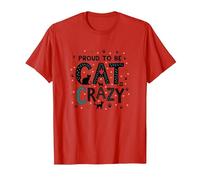 Fier d'être Fou de Chat : Art typographique félin Amoureux T-Shirt, Homme, Rouge, L