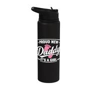 Fier d'être un nouveau papa, c'est une fille, papa en devenir, père pour la première fois Stainless Steel Insulated Water Bottle