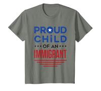 Fier Enfant d'un Immigrant Immigration de première génération T-Shirt, Enfant, Vert Kaki chiné, 8 Ans