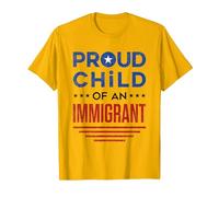 Fier Enfant d'un Immigrant Immigration de première génération T-Shirt, Homme, Doré Vif, 3XL