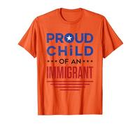 Fier Enfant d'un Immigrant Immigration de première génération T-Shirt, Homme, Orange, M