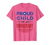 Fier Enfant d'un Immigrant Immigration de première génération T-Shirt, Homme, Rose Chiné, XL