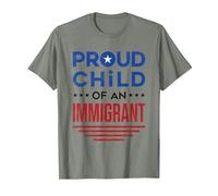 Fier Enfant d'un Immigrant Immigration de première génération T-Shirt, Homme, Vert Kaki chiné, XXL