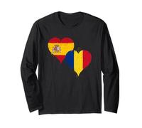 Fier Espagnol Roumain Fan Fierté Un Drapeau Espagne Roumanie Manche Longue