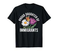 Fier Fille des Immigrants Papillon Floral T-Shirt