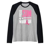 Fier Fils d'une Maman guerrière Sensibilisation au Cancer du Sein Manche Raglan