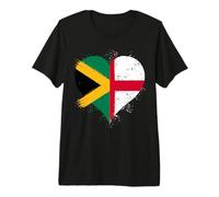 Fier Jamaïcain Anglais Fans Un Drapeau Angleterre Jamaïque T-Shirt Haut de Gamme
