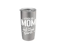 Fier maman, deux filles géniales Gobelet isotherme en acier inoxydable double paroi