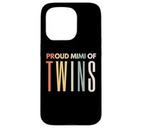 Fier Mimi of Twins pour la fête des mères, Footprint Mom Leopard Coque pour iPhone 15 Pro