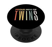 Fier Mimi of Twins pour la fête des mères, Footprint Mom Leopard PopSockets PopGrip Adhésif