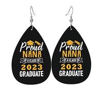 Fier Nana d'une classe de 2023 boucles d'oreilles en cuir diplômées pour femmes boucles d'oreilles goutte d'eau en similicuir Vintage léger boucles d'oreilles pendantes bijoux pour femmes