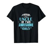 Fier Oncle de Deux Filles géniales Pride T-Shirt Graphique avec Valeur, Homme, Noir, L
