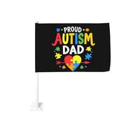 Fier papa d'enfant autiste, motif cœur et flèche (1), pince pour fenêtre, drapeau de voiture, protection solaire, décoration, bannière double face 30 x 45 cm pour camion.