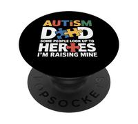 Fier père du héros autiste Fils de Sensibilisation à l'Autisme Papa Fils PopSockets PopGrip Adhésif