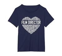 Fier réalisateur de Films Cadeaux du cœur Cinéaste T-Shirt, Femme Grandes Tailles, Bleu Marine, 4X