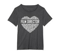 Fier réalisateur de Films Cadeaux du cœur Cinéaste T-Shirt, Femme Grandes Tailles, Chiné Foncé, 3X