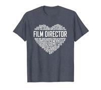 Fier réalisateur de Films Cadeaux du cœur Cinéaste T-Shirt, Homme, Bleu Chiné, 6XL