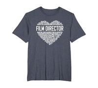 Fier réalisateur de Films Cadeaux du cœur Cinéaste T-Shirt, Homme Grandes Tailles, Bleu Chiné, 3X Tall