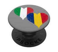 Fier Roumain Italien Un Drapeau Italie Roumanie Vintage PopSockets PopGrip Adhésif