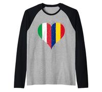 Fier Roumain Italien Un Drapeau Roumanie Italie Vintage Manche Raglan