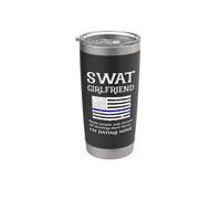 Fier SWAT Girlfriend Special Forces Drapeau US Ligne bleue fine Gobelet isotherme en acier inoxydable double paroi