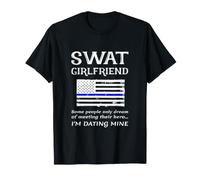 Fier SWAT Girlfriend Special Forces Drapeau US Ligne Bleue Fine T-Shirt