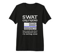 Fier SWAT Girlfriend Special Forces Drapeau US Ligne Bleue Fine T-Shirt Haut de Gamme