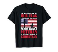Fier vétéran, je défends notre drapeau, je m'agenouille pour la croix T-Shirt