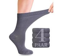Fiera Besa Chaussettes diabétiques en bambou avec lycra pour femmes : pour les affaires et les loisirs; convient aux femmes enceintes et aux personnes âgées; 4 paires (35-38, Gris)