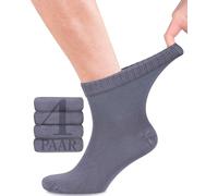 Fiera Besa Lot de 4 paires de chaussettes diabétiques en bambou avec lycra pour homme - Hauteur cheville - Sans couture à la base des ongles
