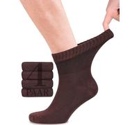 Fiera Besa Lot de 4 paires de chaussettes diabétiques en bambou avec lycra pour homme - Hauteur cheville - Sans couture à la base des ongles