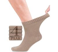 Fiera Besa Lot de 4 paires de chaussettes diabétiques en bambou avec lycra pour homme - Hauteur cheville - Sans couture à la base des ongles