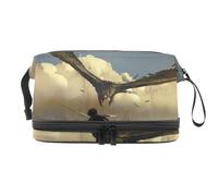 Fierce Eagle Attack The Warrior Trousse à maquillage double couche pour femmes et filles, trousse de toilette de voyage, trousse de maquillage pratique avec compartiment à pinceaux, multicolore,