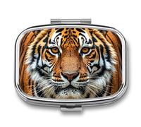 Fierce Tiger Pilulier de voyage hebdomadaire à 2 compartiments avec miroir pour sac à main, poche ou portefeuille