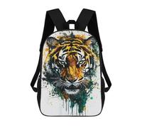 Fierce Tiger Watercolor Art Print Bold Wall Decor for Nature Lovers Tiger Portrait with Splashes... Sac À Dos Scolaire Imprimé En 3D, Sac À Dos Tendance Pour Enfants, Sac À Dos Pour Garçons, Élèves