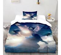 FIERDXA Godzilla Roi Housse De Couette 2 Pièces Parure De Lit Wildlife Animal Theme Couvre-Lit Microfibre pour Adulte Et Enfant avec Fermeture Éclair Et Taies d'oreiller Single（135x200cm）