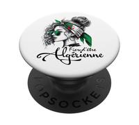 Fiere d'être Femme Algérienne Fille Cadeau Drapeau Algérien PopSockets PopGrip Adhésif