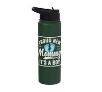Fière d'être une nouvelle maman, c'est un garçon, maman pour la première fois, future maman Stainless Steel Insulated Water Bottle