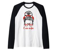 Fière Fille canadienne Drapeau du Canada Manche Raglan