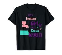Fière Fille Juste Une Fille de Louisiane dans Un Monde du Kansas T-Shirt