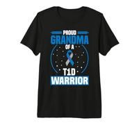 Fière Grand-mère d'un Guerrier T1D Sensibilisation au diabète diabétique T-Shirt Haut de Gamme