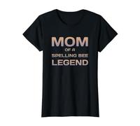 Fière Maman d'une légende d'abeille d'orthographe gagnante Mère Mama Mum T-Shirt Graphique avec Valeur, Femme, Noir, XS