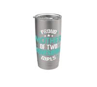 Fière mère de deux filles géniales Gobelet isotherme en acier inoxydable double paroi